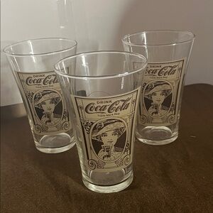 😄Vintage Coca-Cola glasses advertising set of 3